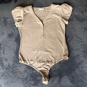 Boheme Beige Button-Up Bodysuit